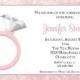Diamond ring Invitation -- bridal shower invitation - engagement party invitation - pink and silver