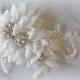 Light Ivory Organza Sash -  Bridal Sash with Crystals and Lace