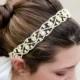 Crystal Rhinestone and Gold Tie Headband  for Wedding or Special Occasion also Available in Silver