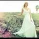 Romantic wedding dress with lace top and chiffon skirt -  boho wedding dress