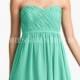 Simple Sweetheart Neckline Ruched Bodice Knee Length Chiffon Bridesmaid Dresses