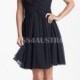 A-line Sheer Neckline Black Short Chiffon Bridesmaid / Little Black Dresses