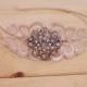 Vintage Style Ivory Lace and Ribbon Wrapped Bridal Headband - Sparkly Rhinestone Side Tiara - New