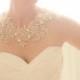 Bridal Crystal Gold and Blush Statement Necklace, Bridal Swarovski Crystal Lace Necklace - New