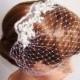 White Veil - Blusher Veil - Wedding Veil - Birdcage Veil - Head Piece - Ivory Birdcage Headpiece