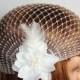Bridal Cap Veil, 1920's Vintage Flower Bridal Veil, Wedding Hair Accessory, Bridal Vintage Cap