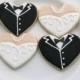 Wedding Cookie Favors-Tuxedo and Gown Hearts-One Dozen - New