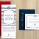 Nautical Wedding Save The Dates, Navy Striped Save The Dates, Red, White And Blue Wedding - "Stars & Stripes" Save The Dates
