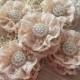 5 shabby chic cotton lace handmade flowers