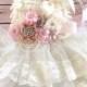 Embellished Ivory Chiffon Tier Lace dress - Flower girls dress Set