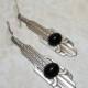 Art Deco Earring Dangles Jewelry with Vintage Glass Jet Black Cab Antiqued Silver Ox Bridal Wedding Earrings Jewelry