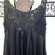 70's / 80's  Jet Black Princess Lace Plus Size Lingerie, Vintage Lace Nightgown, Plus Size 2X, 3X, Teddy, Pin Up / Mad Men Bridal Gown