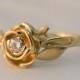 Rose Engagement Ring No.3 - 14K Gold and Diamond engagement ring, engagement ring, leaf ring, flower ring, antique, art nouveau, vintage