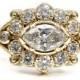 Marquise Diamond Belle Epoque Romantic Engagement Ring - 18k Yellow Gold Handmade Wedding Ring