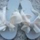 Bridal Flip Flops/Wedges.Wedding Flip Flops.Ivory BOWz Flip Flops.Bling Sandals/Shoes.Beach Wedding.Bridal Accessories.