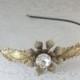 Bridal headband crystal jewel vintage style Victorian flower wedding head piece brass antique style bronze