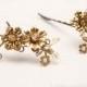 Vintage Fower Bobbie Pins, Brass and Gold Flower Hair Accessories, Wedding Hair, Vintage Wedding Hair