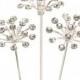 Set of 3ct. Flower Burst 3-1/2" Gem Stone Crystal Clear Jewel Corsage Pin Picks Floral Decor