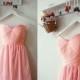 Short Pink Bridesmaid Dress,Inexpensive Bridesmaid Dress,Blush Bridesmaid Dress,Short Pink Chiffon Dress,Blush Bridesmaid Dress,Prom Dresses