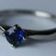 Titanium and Natural Blue sapphire solitaire ring - engagement ring - wedding ring