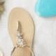 Something Blue Sole Wedding Shoes Sandals with gold Jewel Crystal Destination Beach Wedding