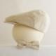 Khaki seersucker flat cap and bow tie set, Spring baby prop hat set, country wedding ring bearer hat - made to order
