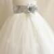 Flower Girl Dresses - IVORY with Silver (FD0FL) - Wedding Easter Junior Bridesmaid - For Children Toddler Kids Teen Girls