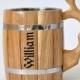 Personalized wooden beer mug 0,65 l (22oz). Groomsmen gift, Mug with any name & logo, Grooms gift, Engraved mug, Wood, Fathers day (059)