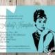 Audrey /// Breakfast at Tiffany's Printable Invitations /// 5x7 /// DIY Party /// Instant Download