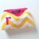 Monogram Bridesmaid Gift, Yellow & Hot Pink Cosmetic Bag, Personalized Wedding Party Favor Clutch