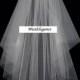 Wedding Veil,bridal veil, 2 tier Fingertip length 25"35" ,Communion Veil,Hennight veil. Cut Edge with detachable comb & Loops.