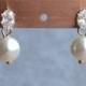 cubic zirconia earrings, Ivory pearl earrings,golden colour earrings,Wedding earrings,bridesmaid earrings,Jewelry,Maid of honor jewelry