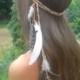 Native American, Feather HeadBand, wedding, white feather headband, feather headpiece, feather hair, free people, natural, nature, whimsical