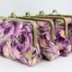 Gorgeous Purple Rose Bridesmaid Clutches / Wedding Purses / Floral Bridesmaid Purse Clutch - Set of 6