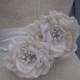 READY TO SHIP bridal wedding  handmade champagne,  and off white two  flowers sash