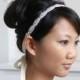 DARLA Beaded rhinestone headband, bridal ribbon headband, crystal headpiece - Ships in 1 week