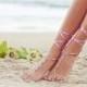 Barefoot Sandles, lilac wedding, pink bridesmaid foot jewelry, beaded feet jewlery, soleless sandals, beach shoes. GEORGIA Lilac