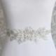 Crystal Sash, Rhinestone Bridal Sash on Floral Lace, Silver Crystal wedding sash, Bridal Belt, Bridal Accessories - 102S