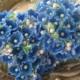 2 Bouquets Forget Me Nots Old Fashioned Millinery Flowers in French Blue