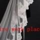 Wide lace wedding veil bride veil white ivory mantilla bridal veil fingertip church any custom length wedding veils luxury wedding design