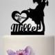 Funny wedding cake topper silhouette, monogram cake topper, Mr&Mrs cake topper, groom and drunk bride cake topper, personalize cake topper