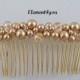 Bridal comb,  Gold pearl hair comb, Hair Accessories, Wedding hair piece, Beaded champagne gold comb, Veil attachment , Fascinator