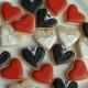 Wedding cookies - Mini bride and groom heart cookies - 2 dozen - New