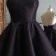 Little Black Strapless Sweetheart Low Back Short Pleated Bridesmaid Dress