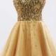 Modern Gold Sequin Strapless Sweetheart Bridesmaid Dress