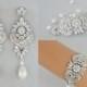 Crystal Bridal Earrings, Bridal Jewelry SET, Wedding Bracelet, Long Chandelier Earrings, Swarovski Pearl Bridal Jewelry, London Jewelry SET