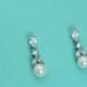 Sparkle cz earrings, pearl bridal earrings, cubic zirconia earrings, wedding jewelry, wedding earrings, bridal earrings, bridesmaid jewelry