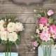 Wedding Clip art Mason Jars Digital Clipart - Vintage flower bouquet jar transparent background for scrapbooking, invitations, bridal shower