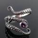 Cleo SaLE!  - WIcked Tentacle Ring with Amethyst, Wedding Band, Engagement Ring, Occasion