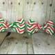 Festive Red and Green Chevron Bow Tie, Clip, Headband or Pet MaineTeam